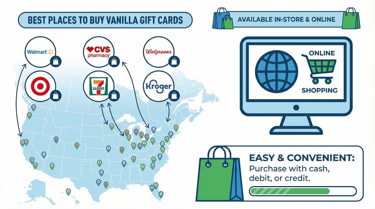 أشخاص يشترون بطاقات هدايا فانيلا في متجر وعبر الإنترنت