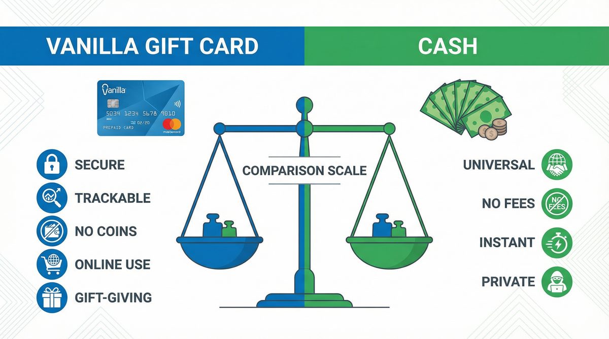 Comparison between Vanilla gift card and cash