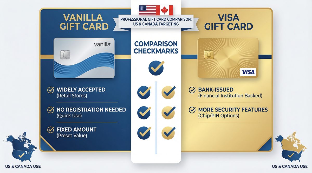 مقارنة بين ميزات وفوائد بطاقة هدايا فانيلا وبطاقة هدايا فيزا